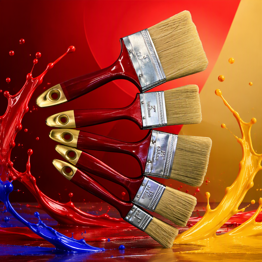 Mango rojo transparente brocha de pintura de cola dorada brocha de pintura duradera herramientas de decoración para el hogar Specification image