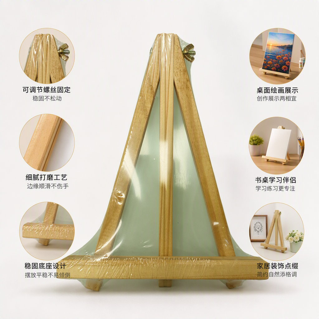 多功能浅色木质画架便携式绘画支架艺术创作必备工具