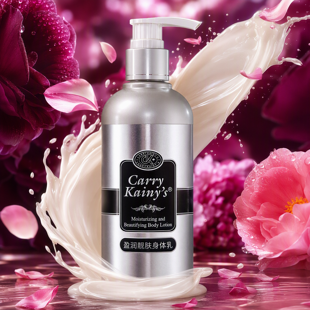Carry Kainy Moisturizing Body Lotion with a silver bottle and a white pump head is a hydrating, moisturizing and rejuvenating lotion Specification image
