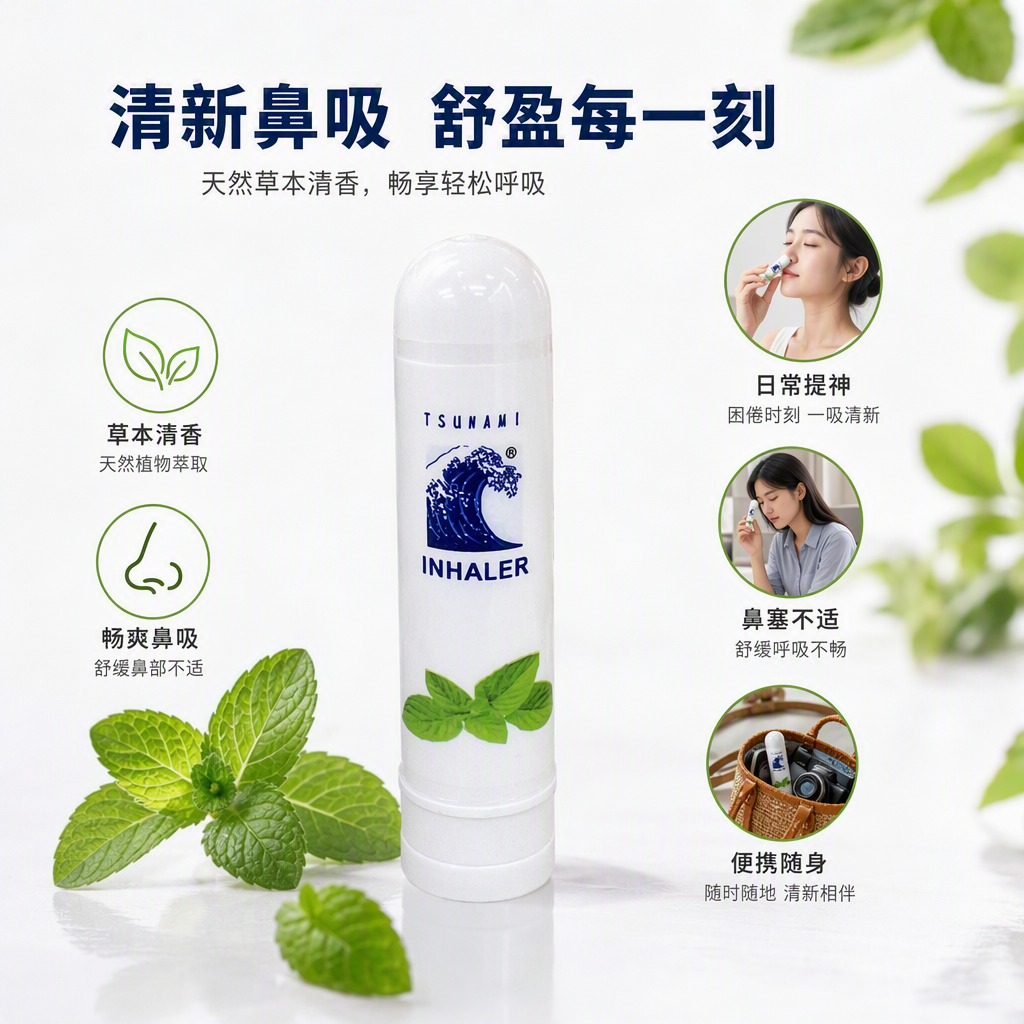 INHALER, a brand of nasal inhaler, helps to clear the nose, refresh the mind and relieve fatigue