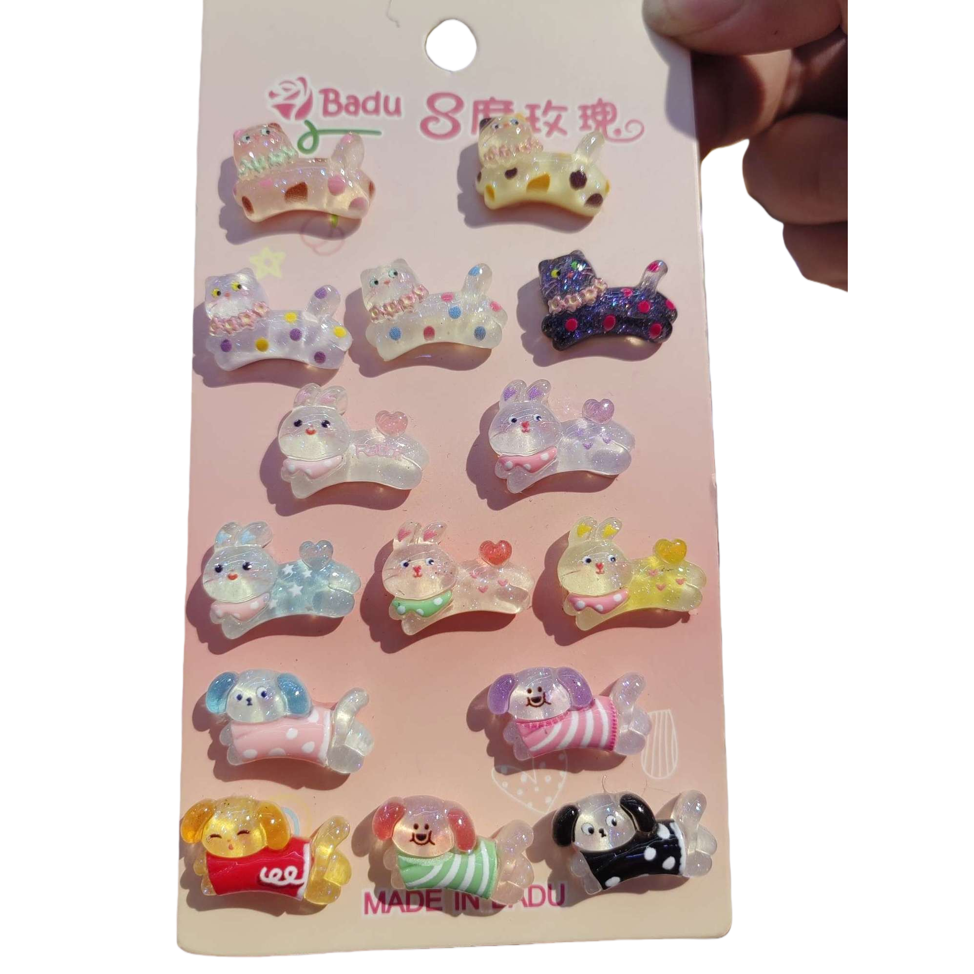 Cute cartoon animal-shaped pink card hair clips, children's and girls' hair accessories, headwear and hair accessories, cute and fun styles Item Picture