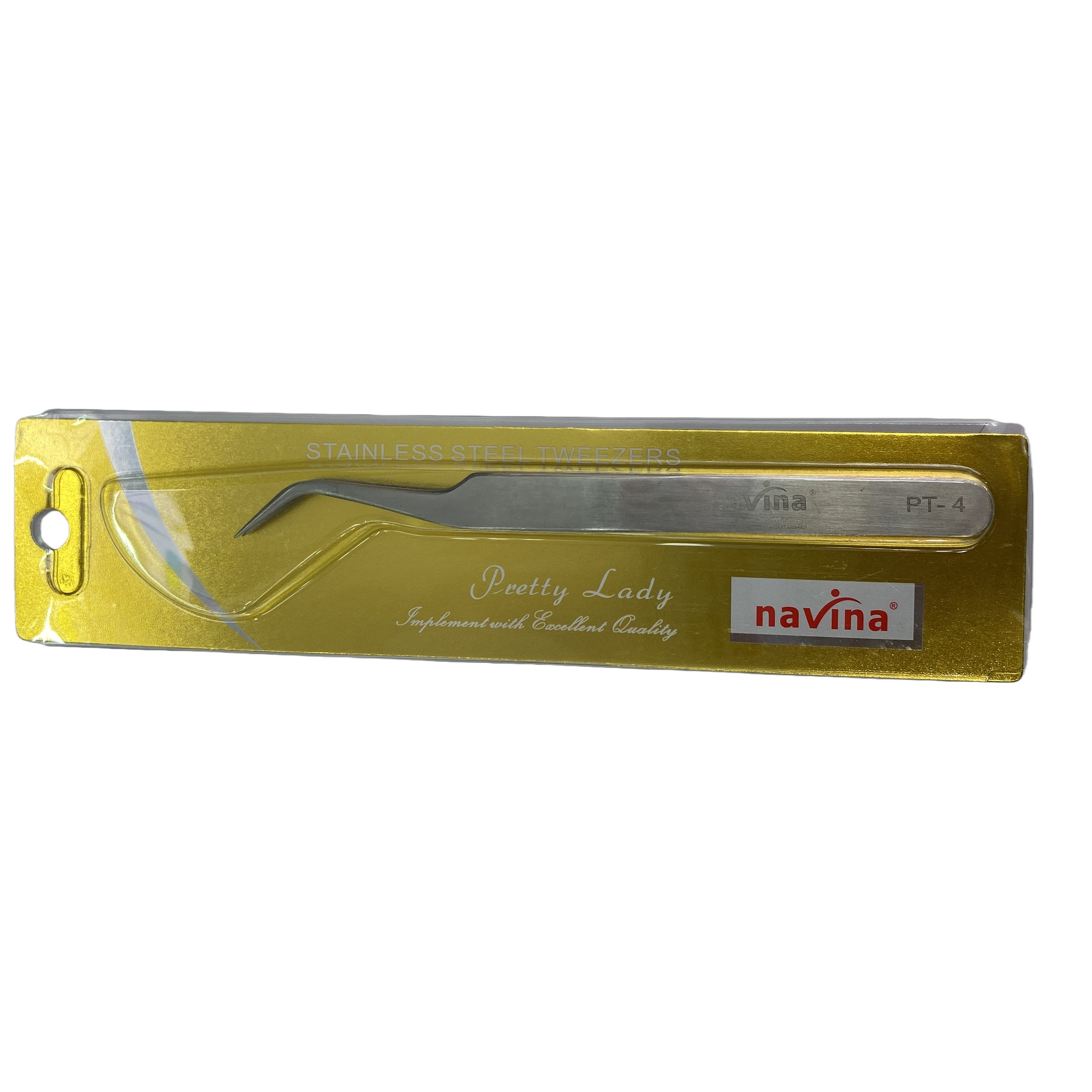 Pinzas de acero inoxidable embalaje de oro proceso meticuloso multifunción cejas y orejas herramienta profesional modelo PT-4 plata diseño impreso Item Picture