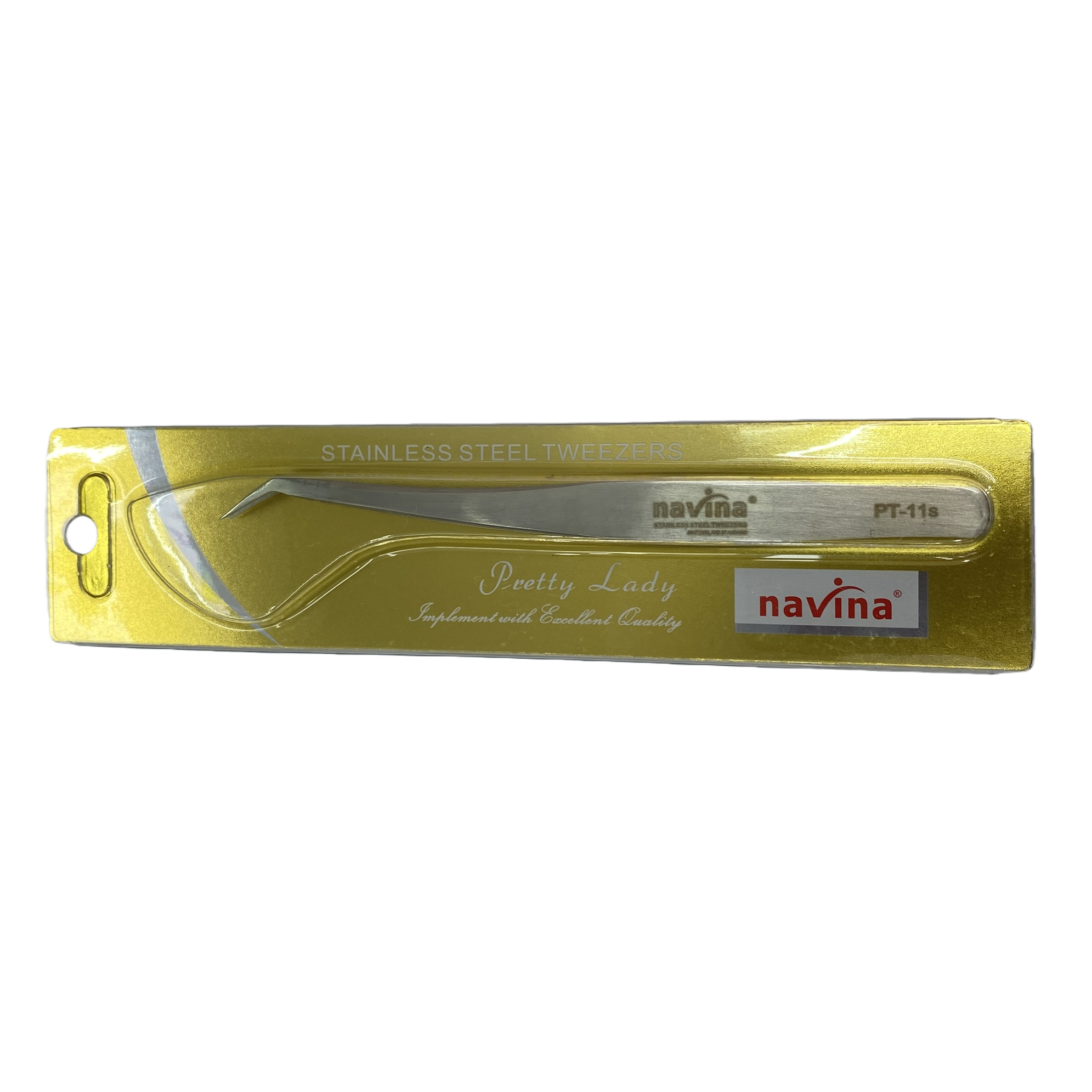 Pinzas de metal plata acero inoxidable pinzas finas paquete de oro navina marca PT-11s modelo herramientas clips belleza accesorios para el cabello Item Picture