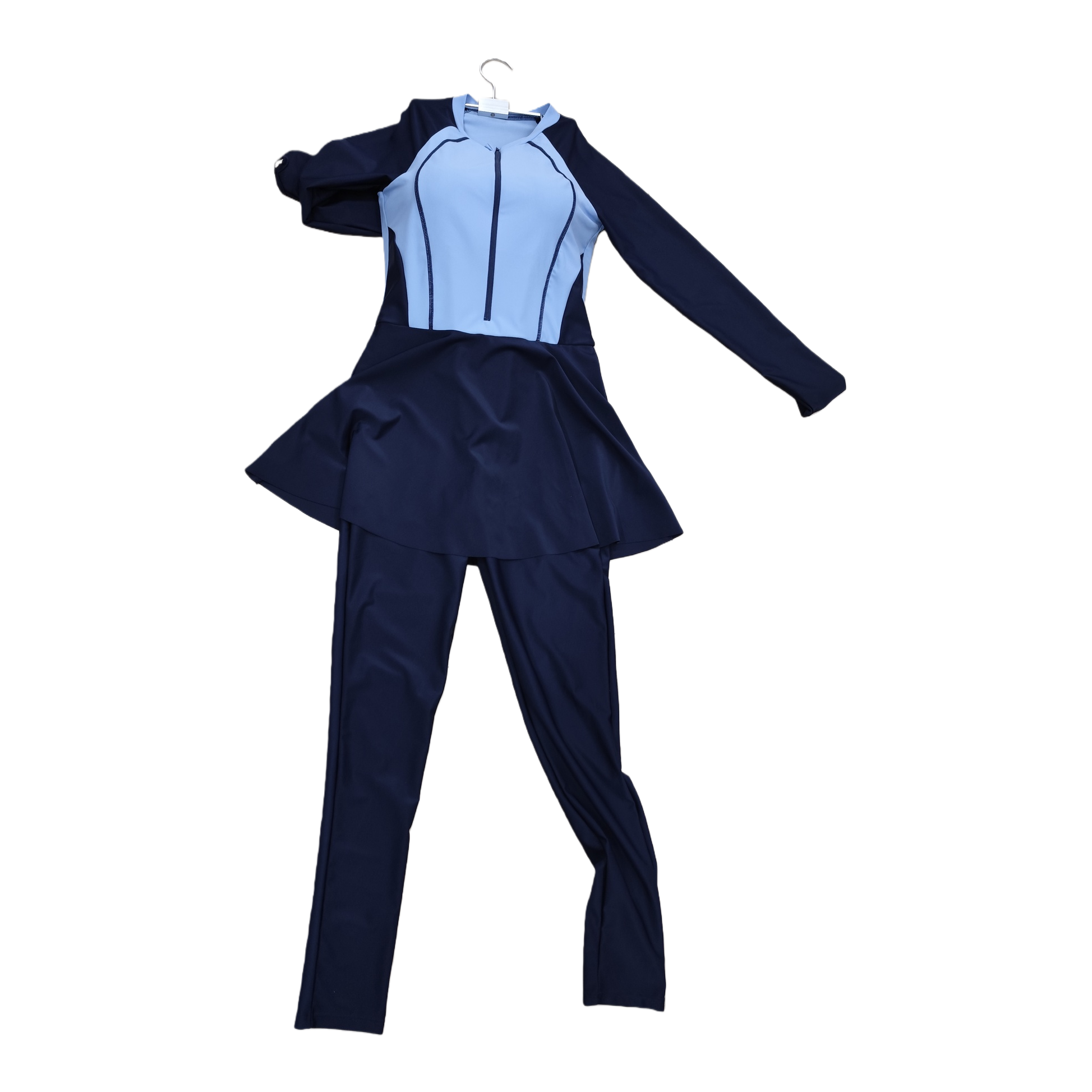 Fashionable two-color long-sleeved swimsuit set, casual sports, sun protection, waterproof, comfortable and slimming trendy style Item Picture