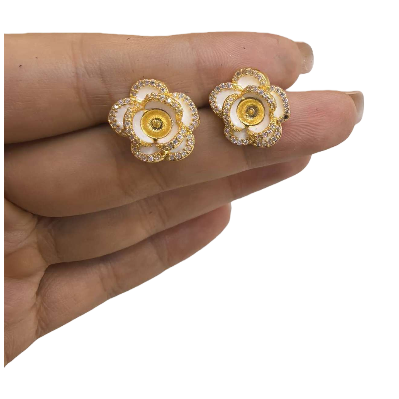 Golden flower stud earrings, simple and fashionable, versatile earrings, women's Korean-style trendy earrings gift Item Picture