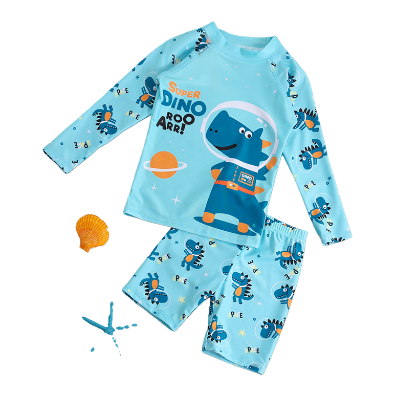 Children's astronaut dinosaur-themed sun-protective clothing and pants set, summer breathable and UV-resistant baby outdoor casual sun-protective clothing Item Picture