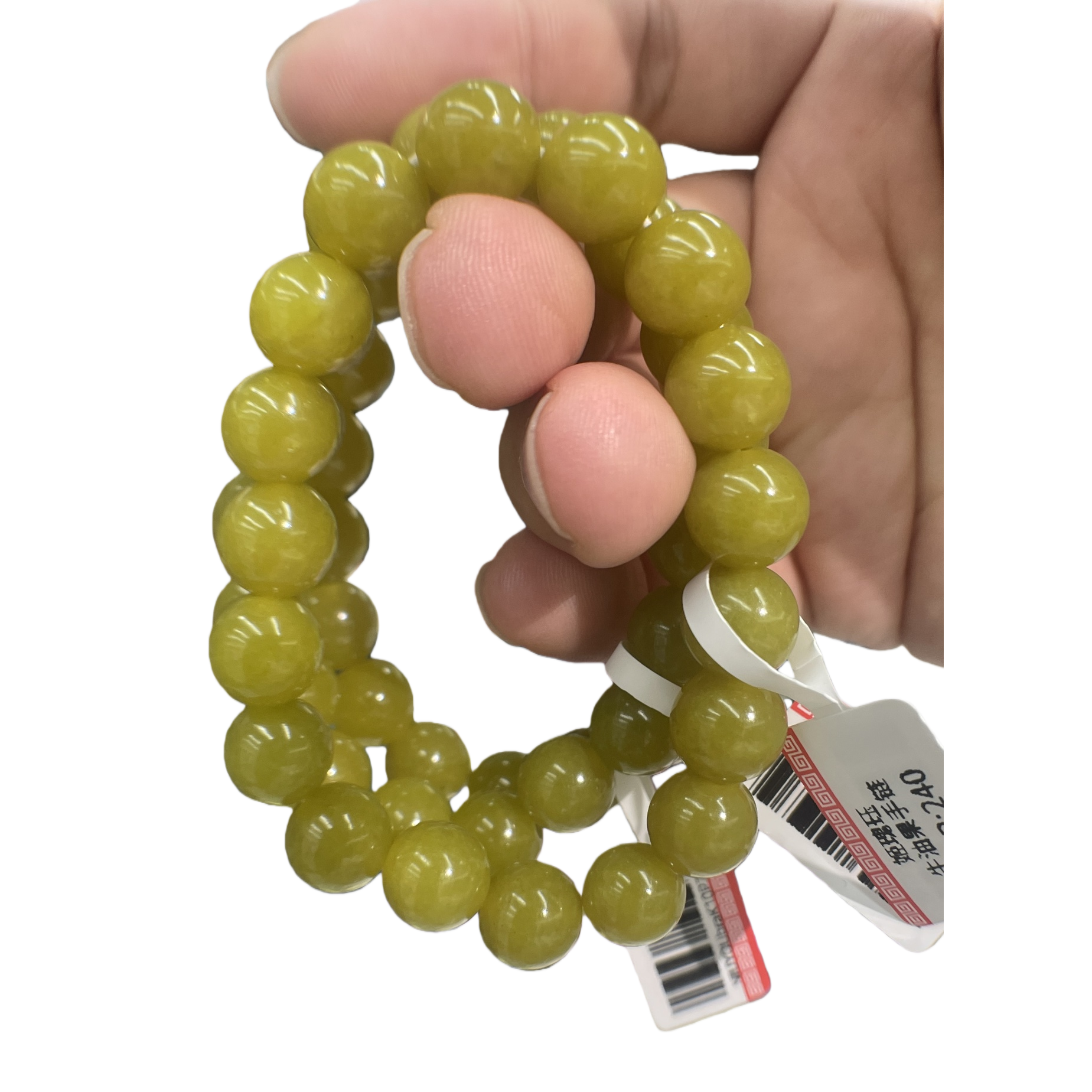 Jade avocado color fashionable bracelet for women, simple and versatile wrist accessory, trendy student couple gift, 10mm beads Item Picture