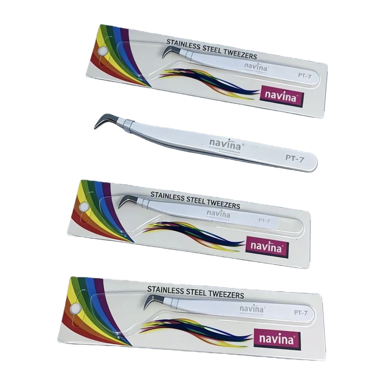 Patrón de arco iris pinzas de acero inoxidable detalles de metal plateado delicado embalaje portátil elegante y duradero navina PT-7 Item Picture
