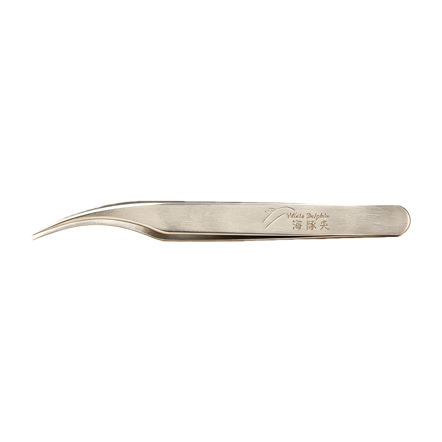 The silver stainless steel dolphin-shaped tweezers are durable and practical for meticulously picking up beauty tools Item Picture