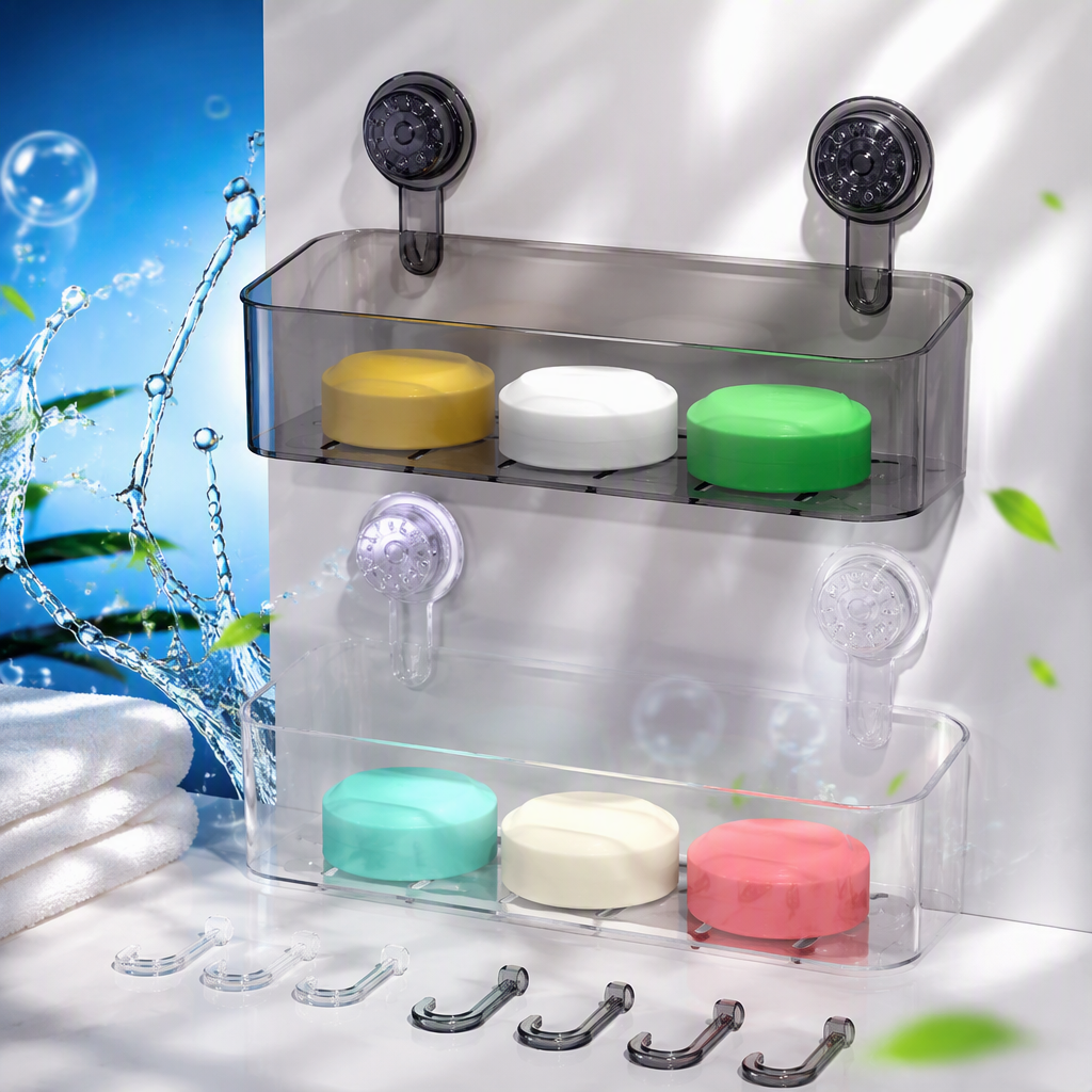 Multifuncional ventosa rack cocina cuarto de baño rack de almacenamiento sin perforación fuerte pegar suministros de acabado hogar práctico Item Picture