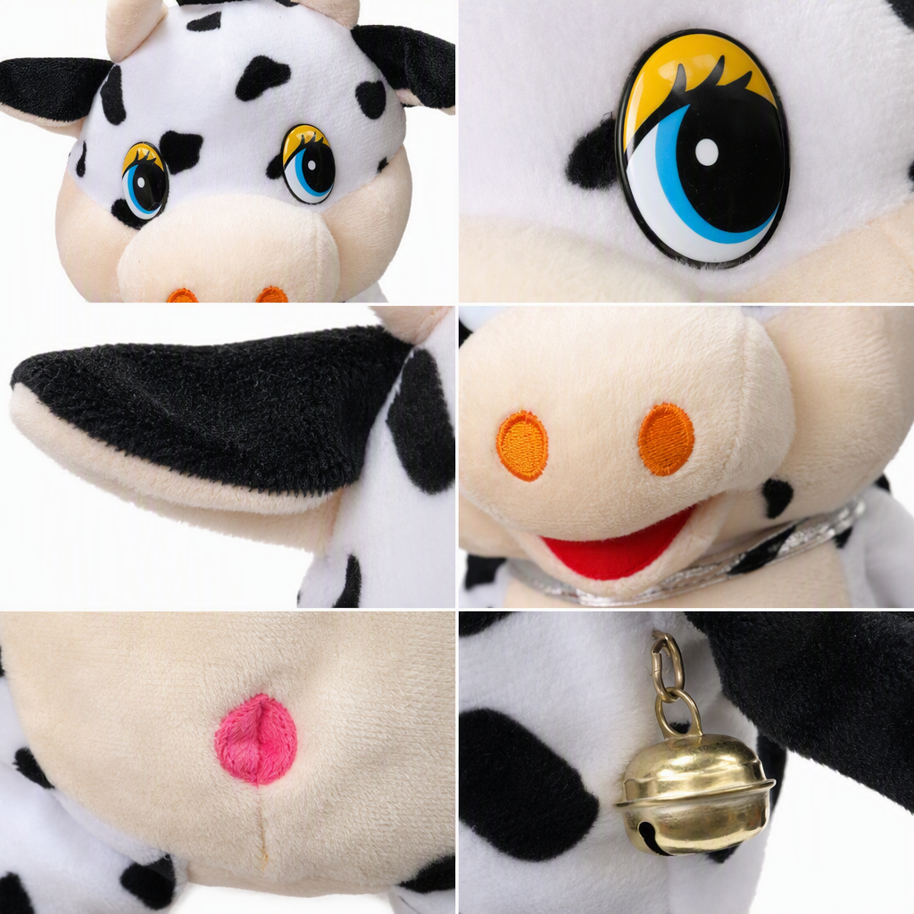 A cute walking black and white spotted cow doll, a fabric handmade doll, a children's toy gift Application Scenario
