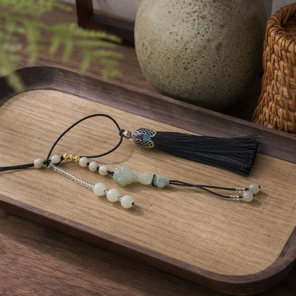 Jade ruyi jade pendant, bag pendant, mobile phone chain, simple and creative car pendant, personalized key chain gift Specification image