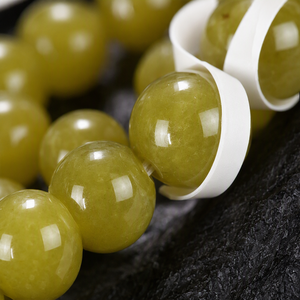 Jade avocado color fashionable bracelet for women, simple and versatile wrist accessory, trendy student couple gift, 10mm beads Specification image