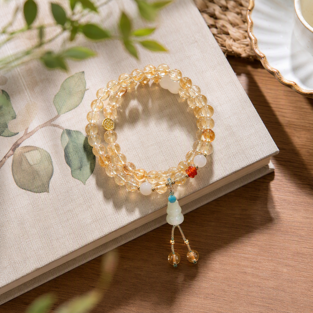 【 Yajinpei Jewelry 】6mm Natural Crystal Yellow crystal bracelet design, fashionable bracelet and accessory, simple and versatile, trendy bracelet and accessory details Picture
