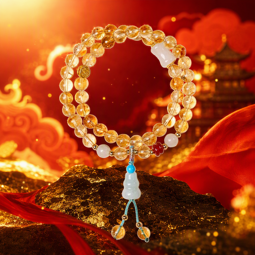 【雅锦佩珠宝】6mm天然水晶 黄水晶手链设计款 时尚手链手饰简约百搭潮流手环手链配饰品