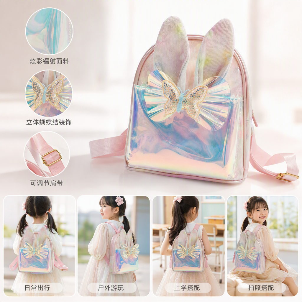 Cute pink rabbit ear backpack, Korean style, trendy student, versatile mini soft leather bag, fun for girls Cute pink rabbit ear backpack, Korean style, trendy student, versatile mini soft leather bag, fun for girls