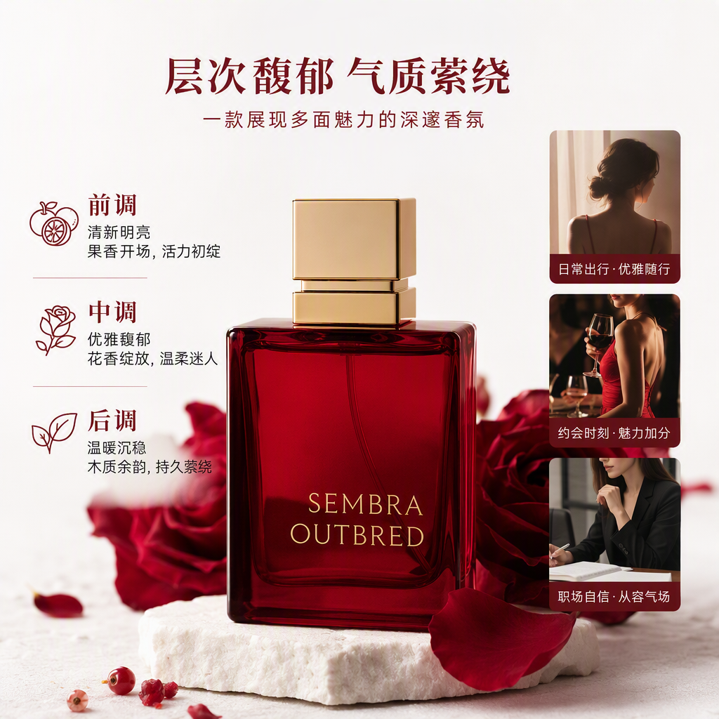 Fashionable red perfume bottle, exquisite packaging box, high-end gift box, gift decoration and creative design