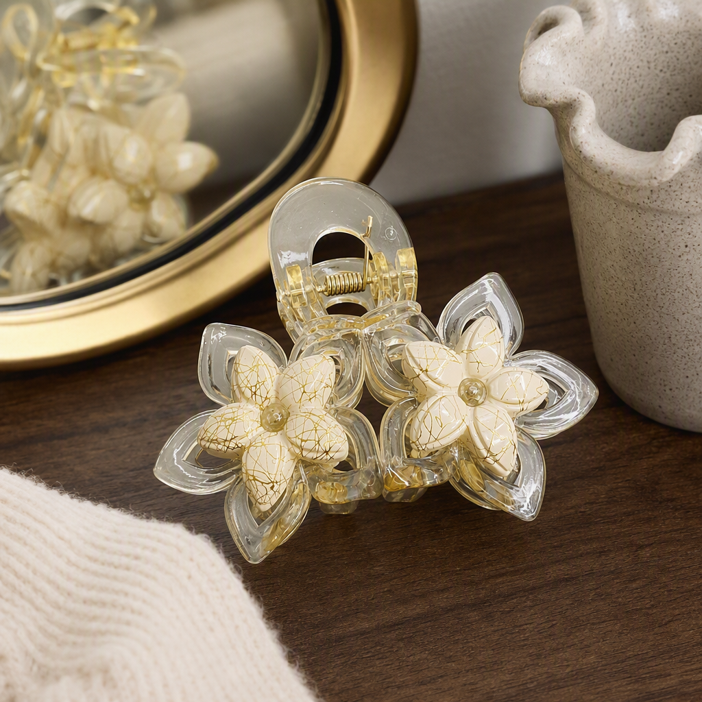 Golden patterned transparent hair clips, elegant hair accessories, headwear, hair tie clips, simple and versatile hair clip decorations details Picture