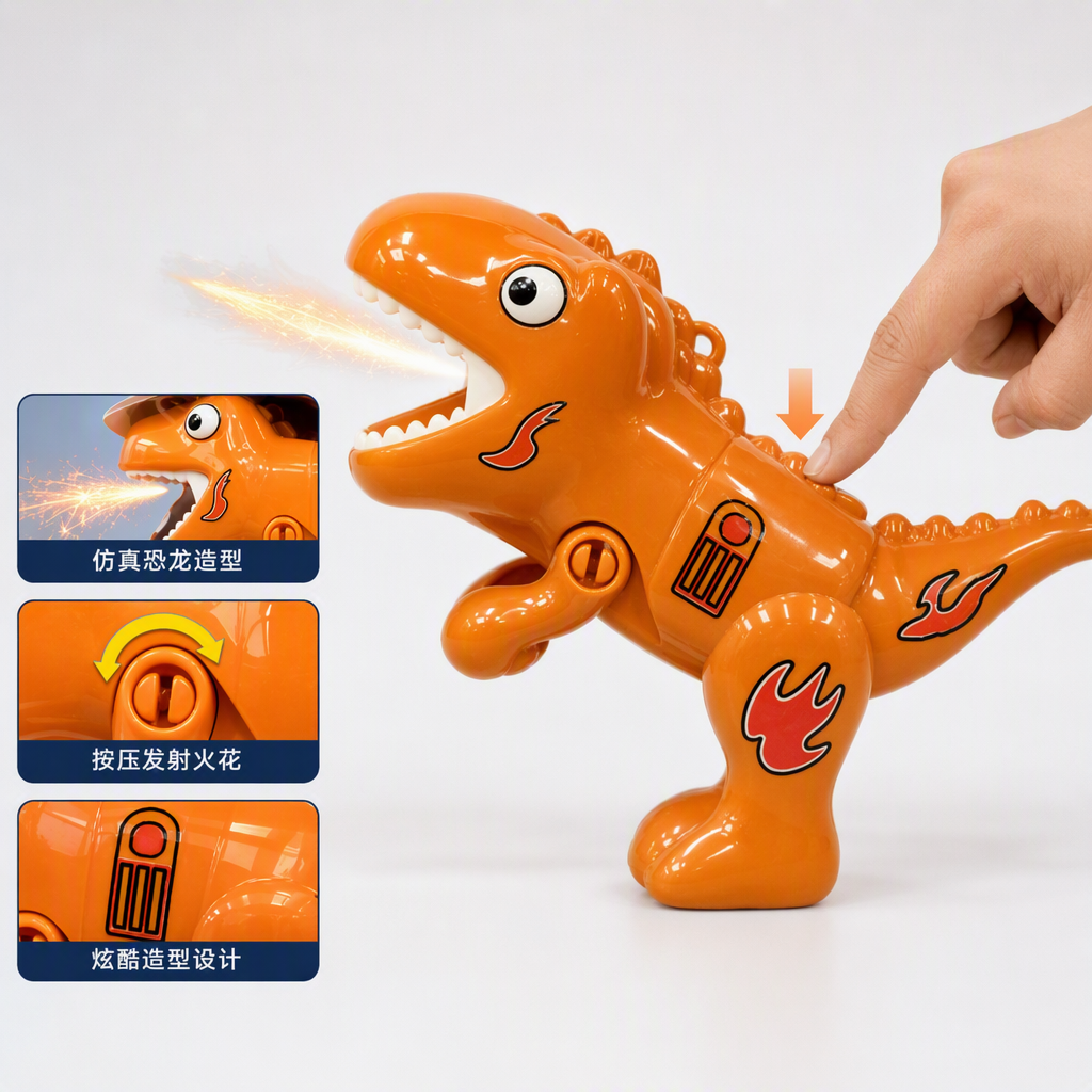Wholesale of a single dinosaur firestone gun, a new and unique cross-border entertainment gadget, a creative small toy in the style of a spark gun pic 1
