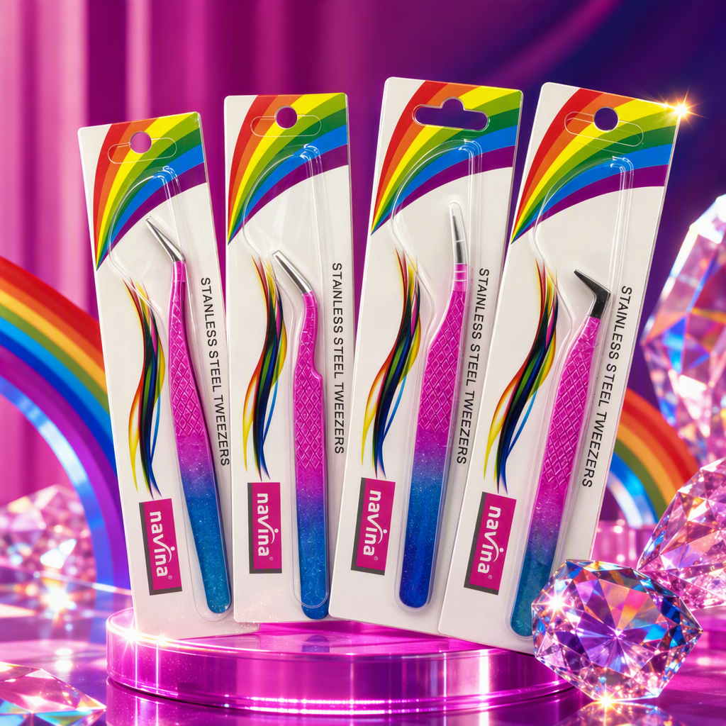 Conjunto de pinzas gradiente de arco iris multifuncional belleza herramienta de corte de cejas agarre meticuloso suministros de maquillaje portátiles Specification image