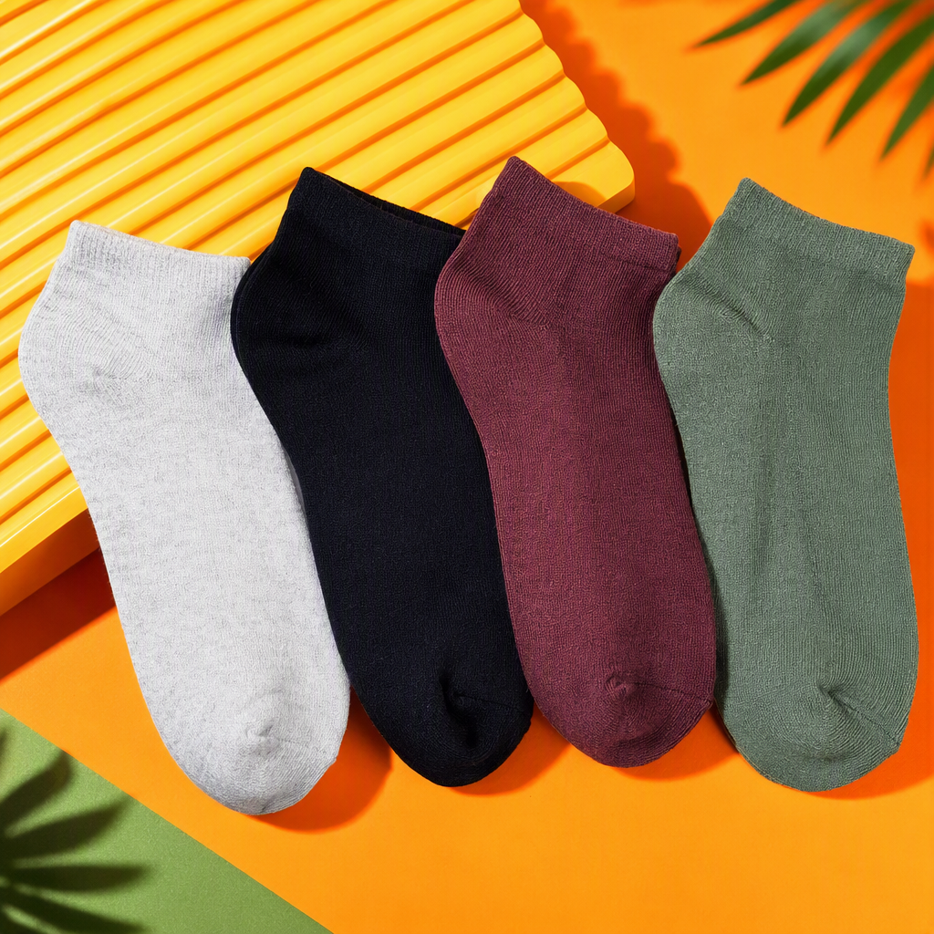 Colorful and fashionable short socks in four pairs, versatile and sporty casual socks for boys and girls, trendy and colorful Specification image