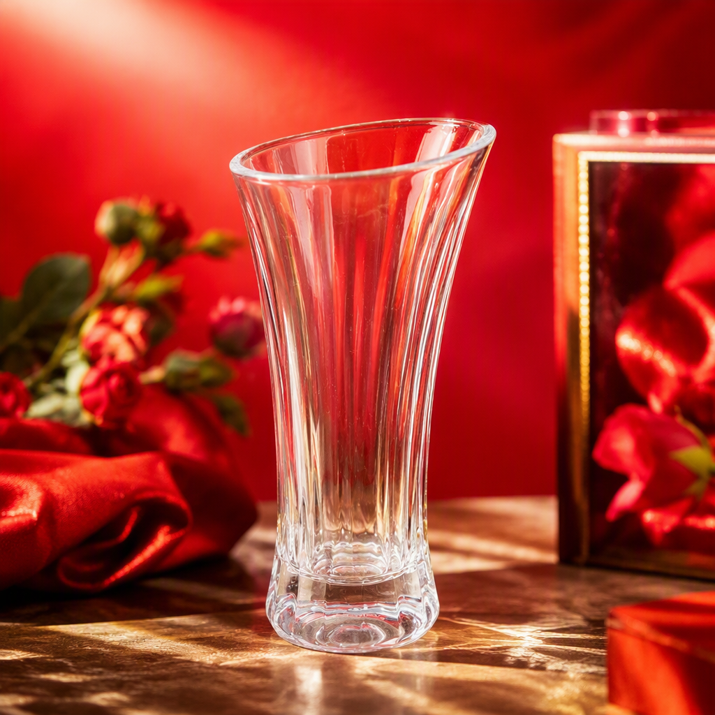 The transparent glass flower bottle with pink rose arrangements is a romantic home decoration that is elegant, beautiful, natural and fresh Specification image