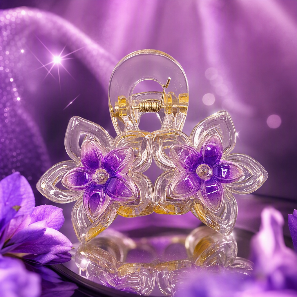 Exquisite transparent flower hair clips, simple and fashionable hair accessories for girls, hairstyle ornaments, hair clips, hair accessories Specification image
