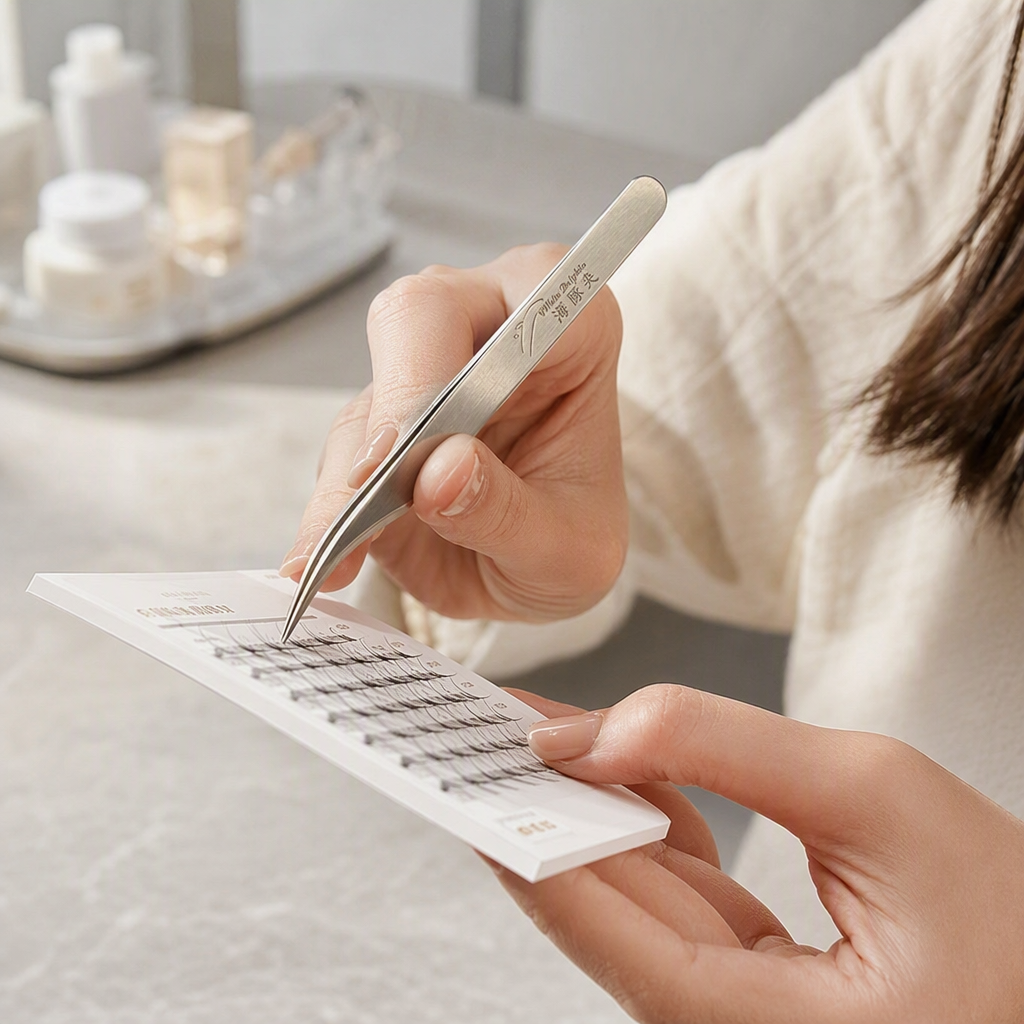 The silver stainless steel dolphin-shaped tweezers are durable and practical for meticulously picking up beauty tools details Picture