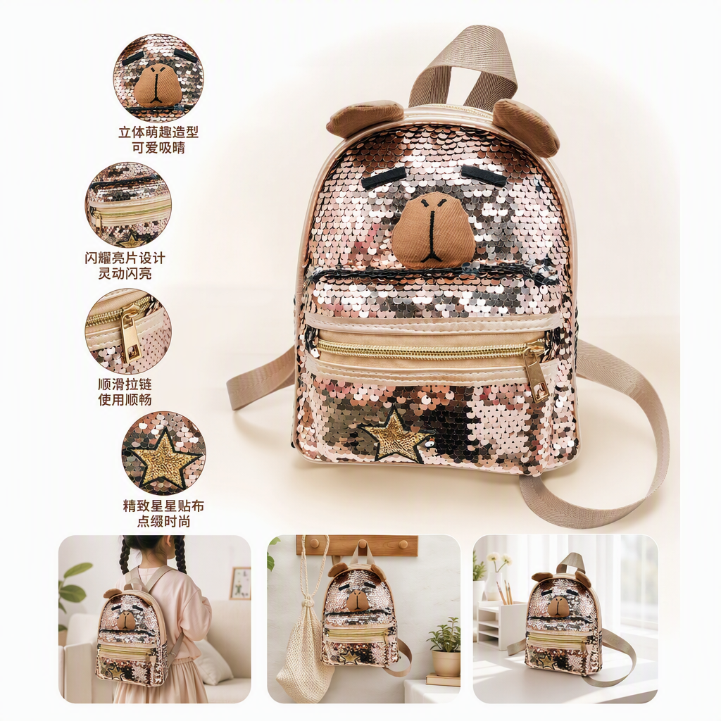 Fashionable golden sequined handbag, trendy and versatile, large-capacity casual backpack, women's bag, perfect for women Fashionable golden sequined handbag, trendy and versatile, large-capacity casual backpack, women's bag, perfect for women