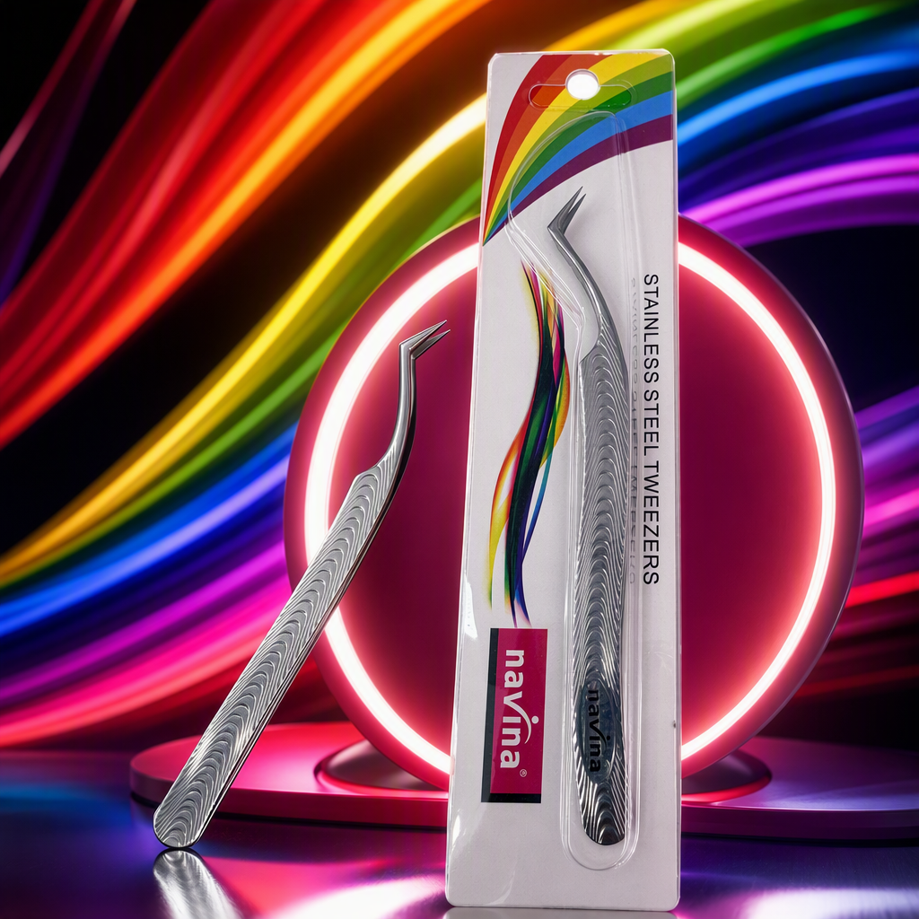 Rainbow-colored packaged stainless steel tweezers for beauty and eyebrow shaping, a precise and multi-purpose tool for holding Specification image
