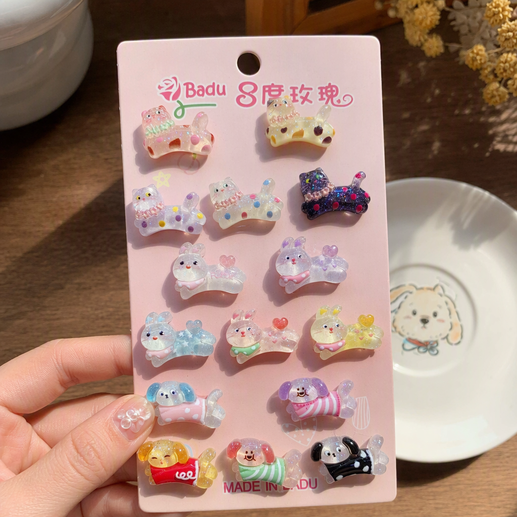 Cute cartoon animal-shaped pink card hair clips, children's and girls' hair accessories, headwear and hair accessories, cute and fun styles details Picture