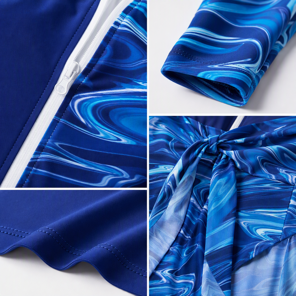 Ladies' blue wavy light sun-protective jacket, UV-resistant breathable sunshade, summer sun-protective clothing Application Scenario
