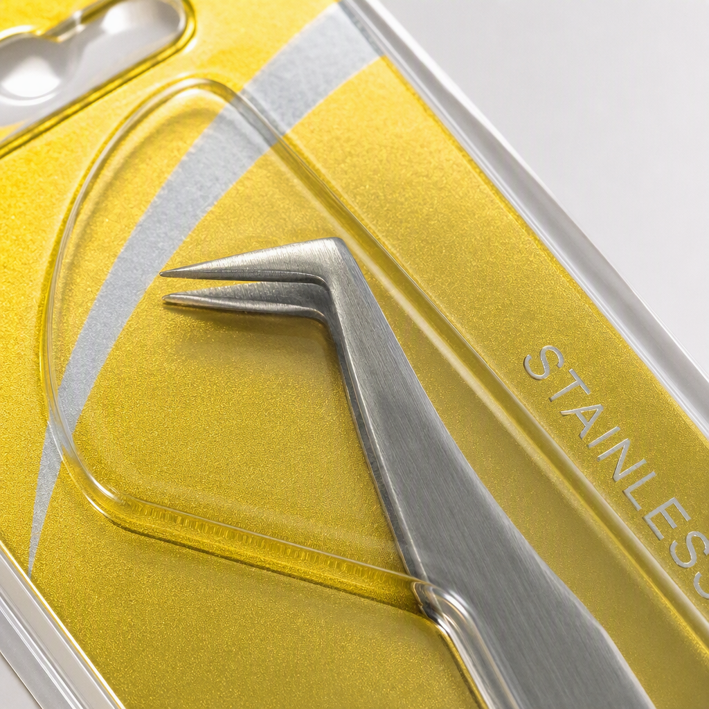 navina golden packaging stainless steel tweezers, PT-7 silver metal fine-tipped professional beauty tools, portable makeup clips Application Scenario