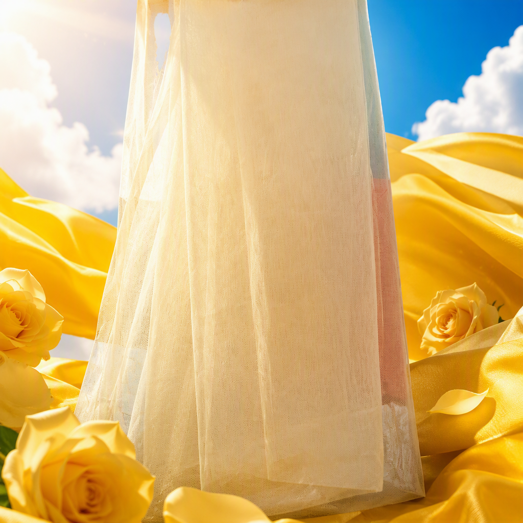 35a polyester base fabric, soft beige mesh fabric, lightweight and breathable DIY clothing fabric for spring and summer Specification image