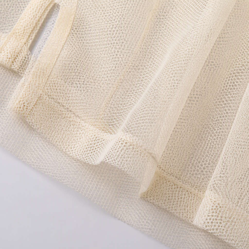 35a polyester base fabric, soft beige mesh fabric, lightweight and breathable DIY clothing fabric for spring and summer Application Scenario