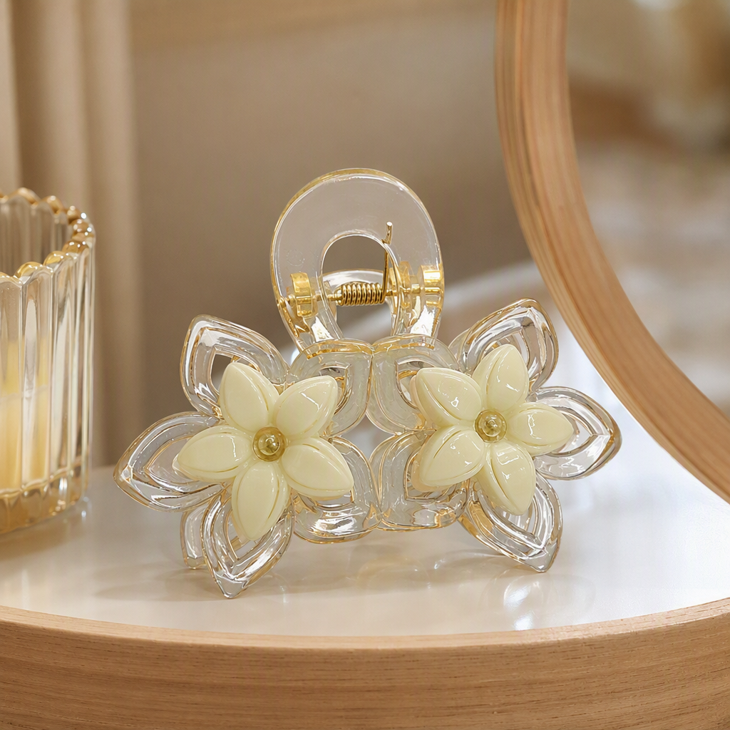 Fashionable transparent flower-shaped hair clips, sweet and cute hair accessories, hairstyle decoration, hair accessories for women, simple and versatile details Picture