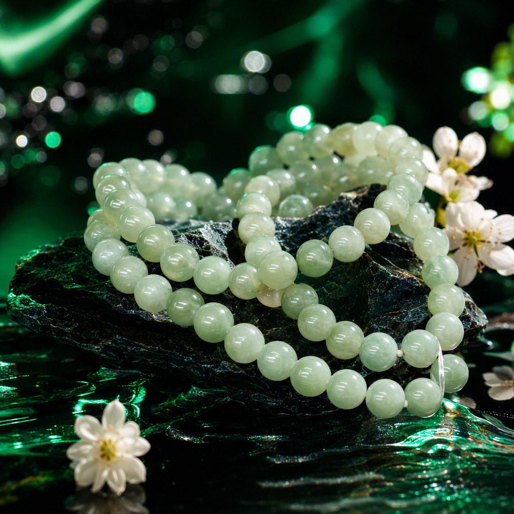Fashionable jade, Xinjiang blue material natural Xiuyan jade bracelet, ladies' jewelry, bracelet, simple and individual, handcrafted trendy accessory, 8mm beads