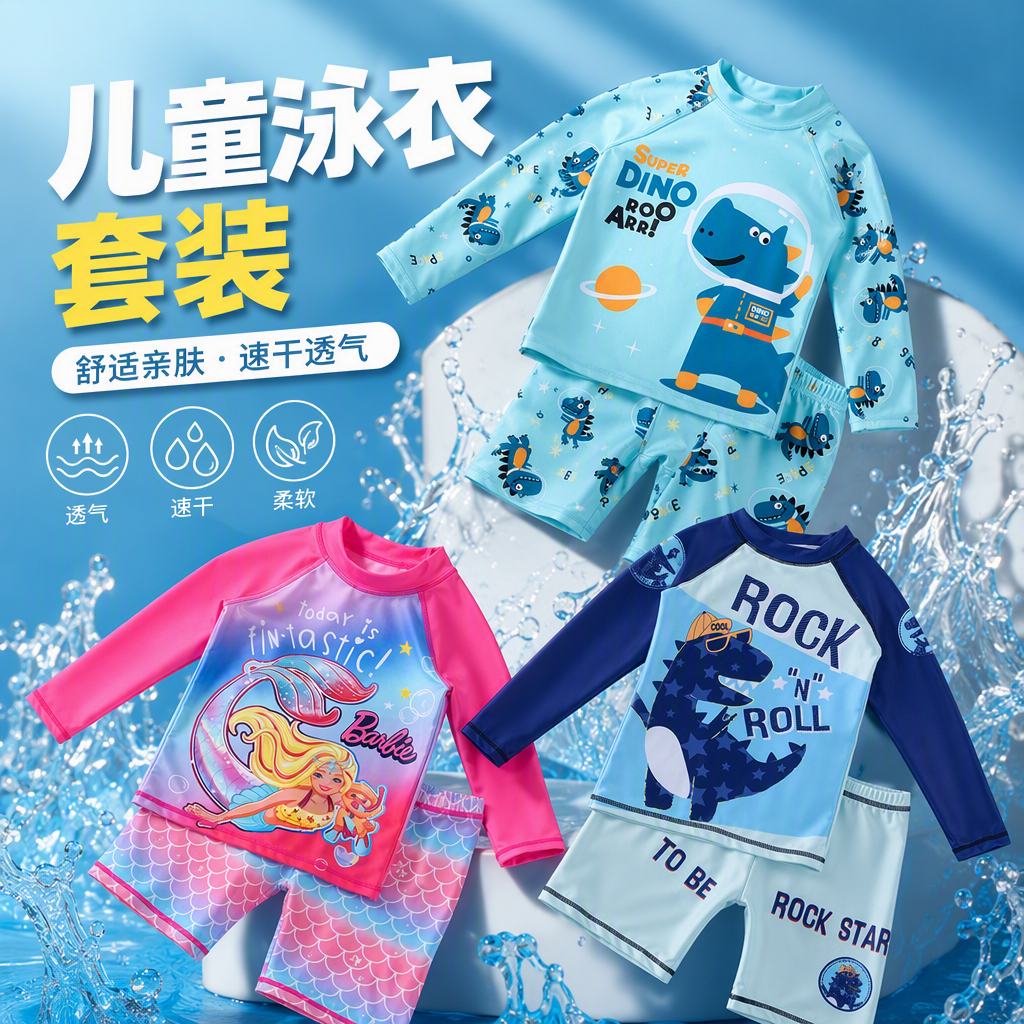 Children's astronaut dinosaur-themed sun-protective clothing and pants set, summer breathable and UV-resistant baby outdoor casual sun-protective clothing Specification image