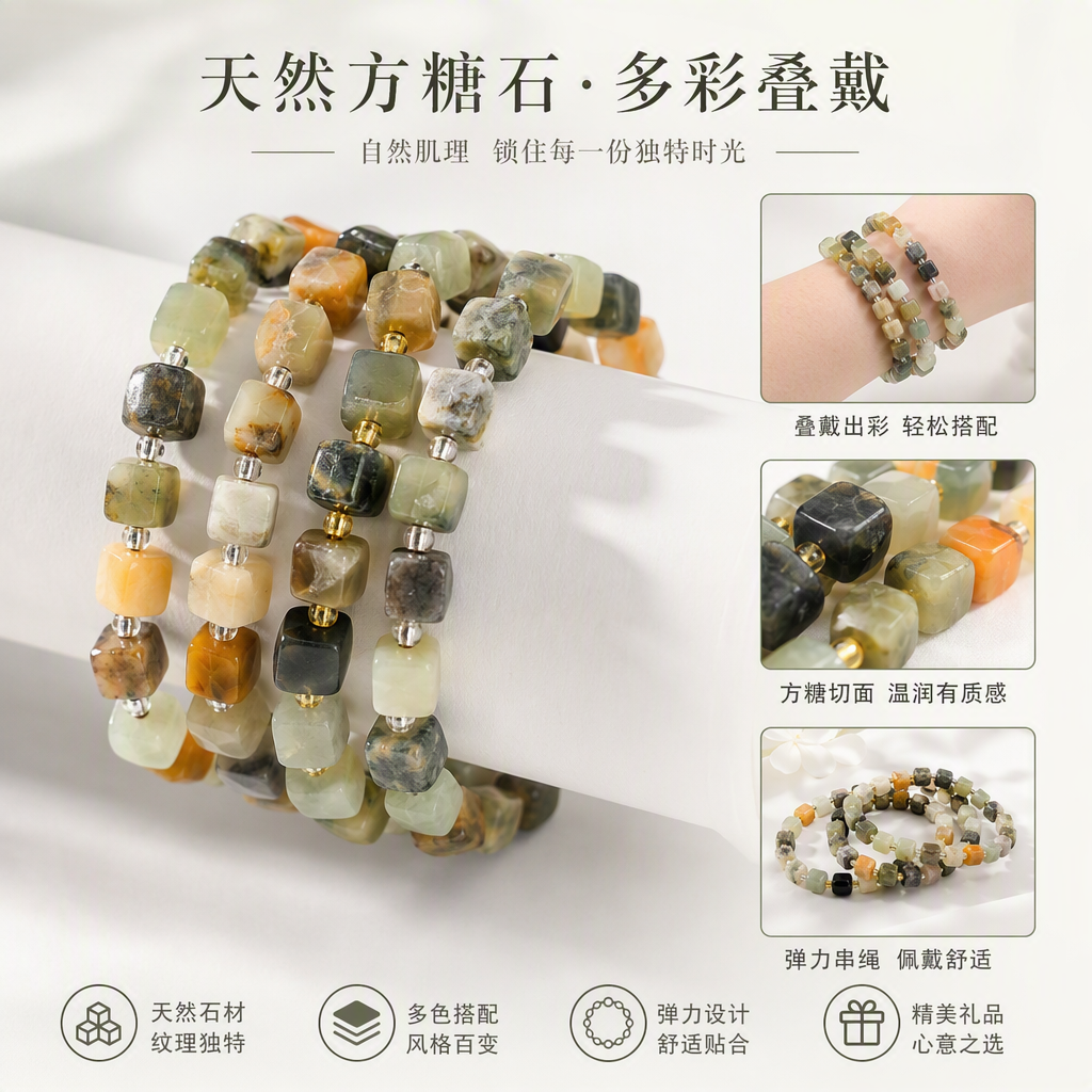 الطبيعي XiuYu 6mm السكر, عنقود سوار الموضة المجوهرات السهولة "الجوكر" يده الفتيات زينة الملحقات هدية Specification image
