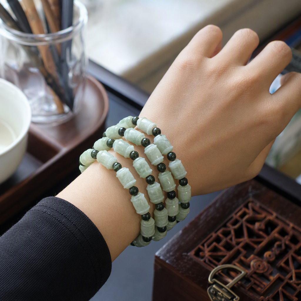 Lu Lu Tong Jade bracelet, natural Xiuyan jade bracelet, versatile for men and women, trendy bracelet, couple accessory, gift Specification image