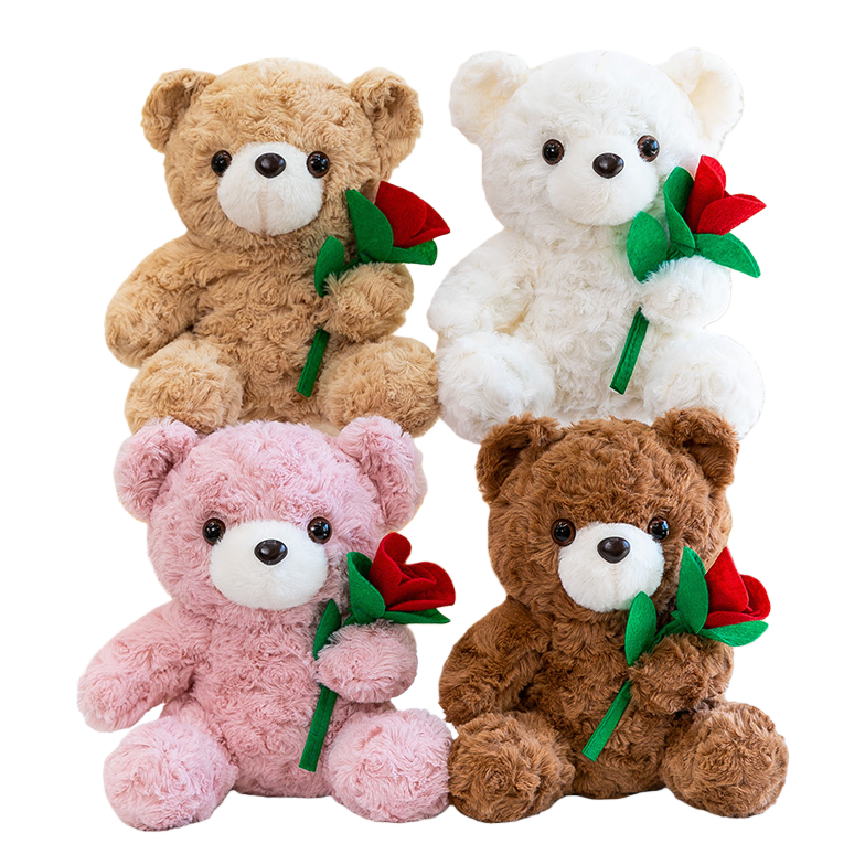 Cartoon teddy bear pillows, four rose plush toy pillows, Stitch fun soft and cute pillows, bed cushions Item Picture