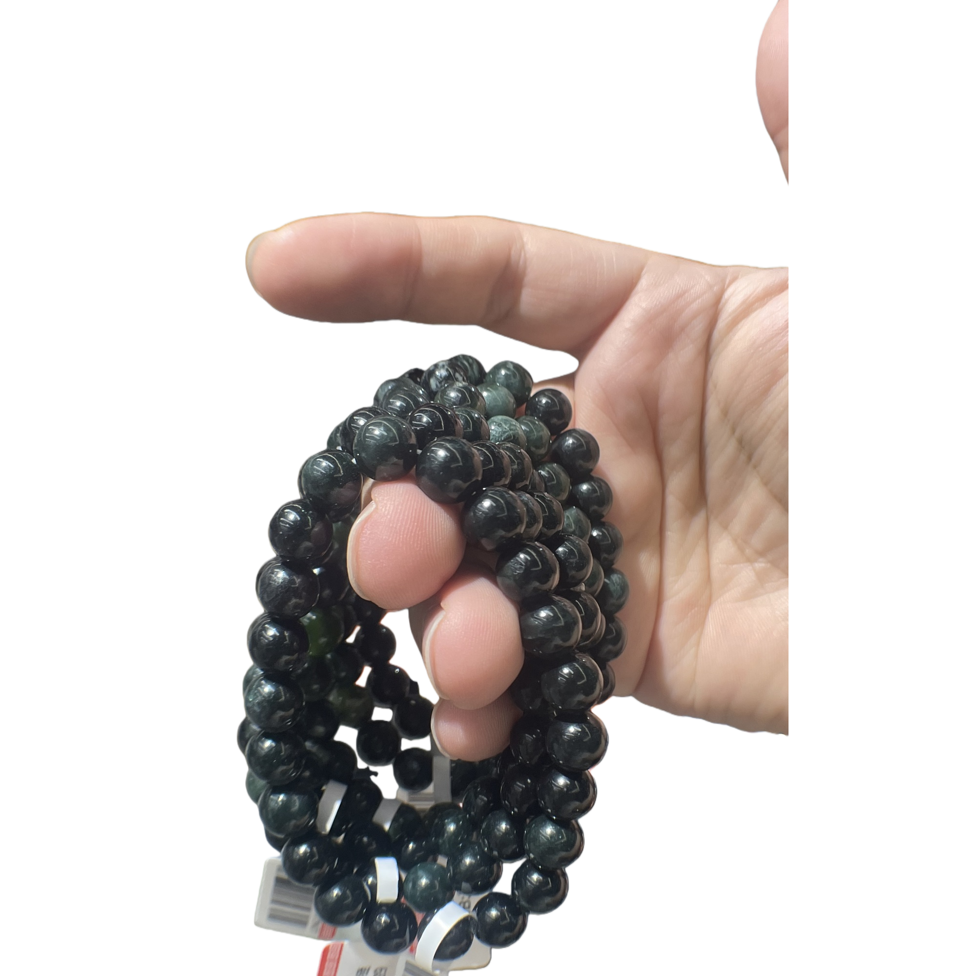 Longjiang Jade 8mm round bead fashionable natural Xiuyan jade bracelet and string, versatile for men and women's casual daily life, student and white-collar workers' jewelry, gift Item Picture
