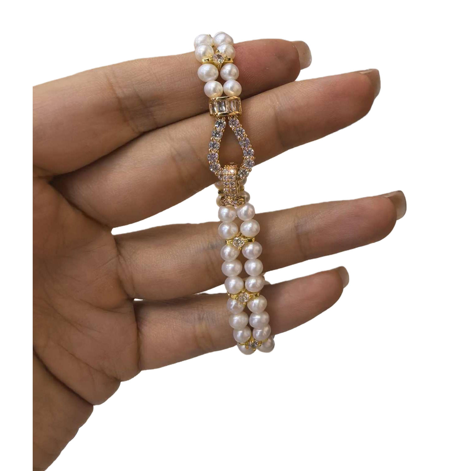 أزياء من سوارات اللؤلؤ اللؤلؤية المزينة بالذهب Item Picture