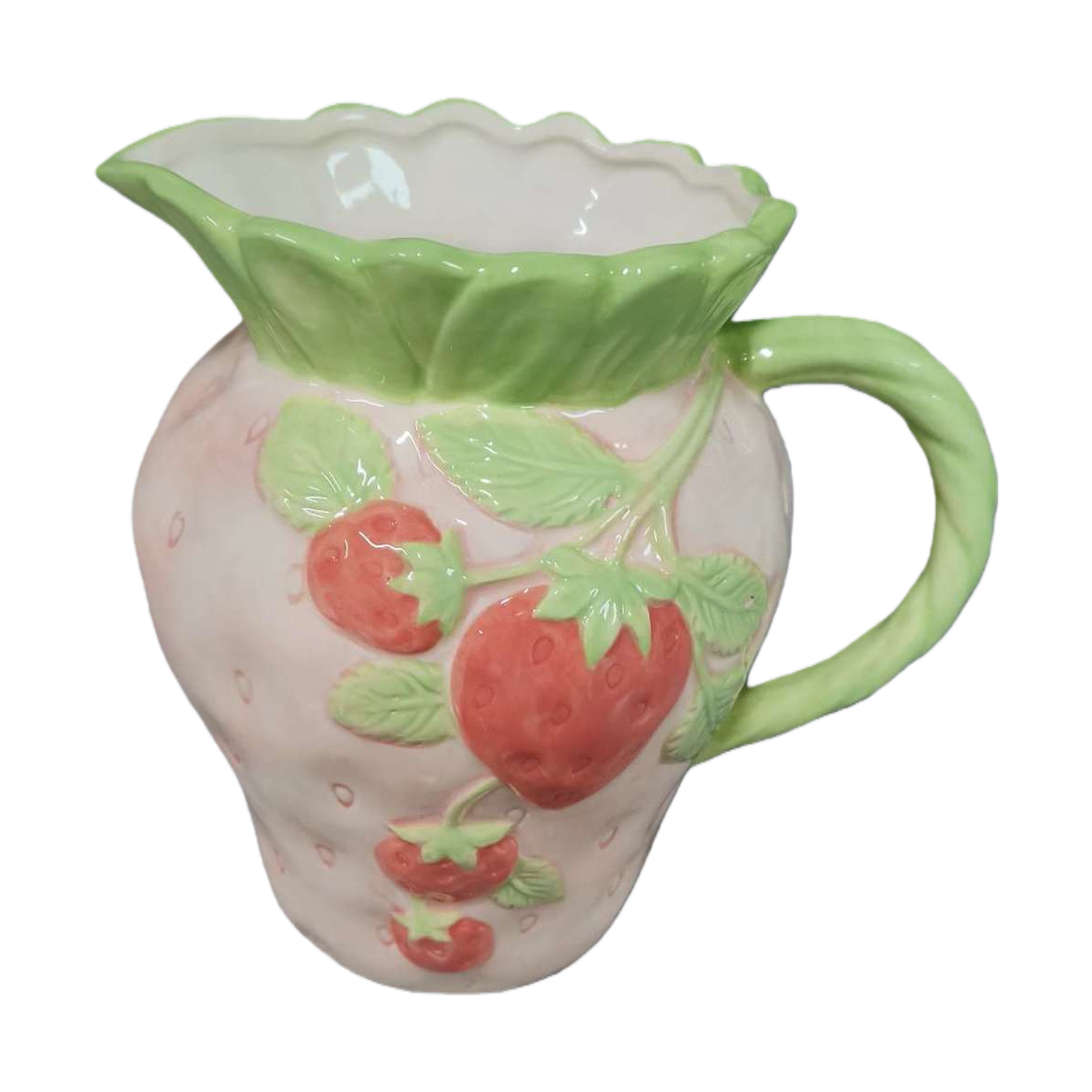 Pink strawberry-shaped ceramic water bottle, creative household hot drink pot, cute and portable tea set decoration Item Picture