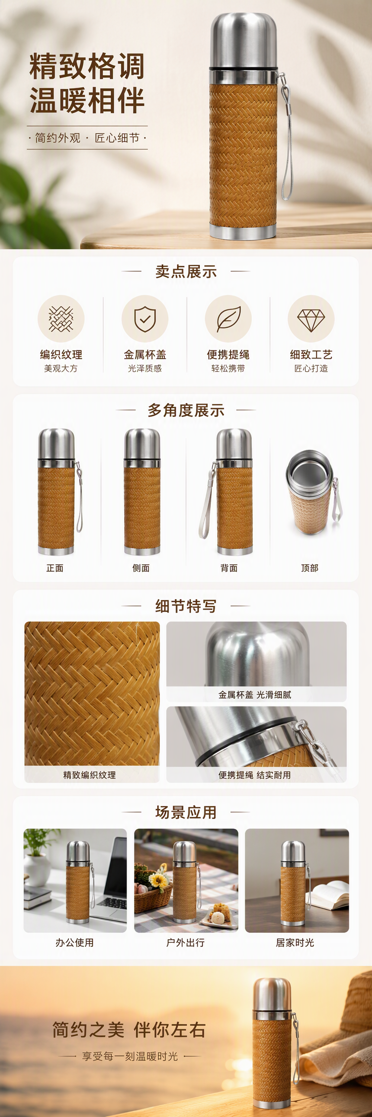 高端不锈钢钛杯保温杯套装便携保冷保热户外旅行礼品赠品详情1
