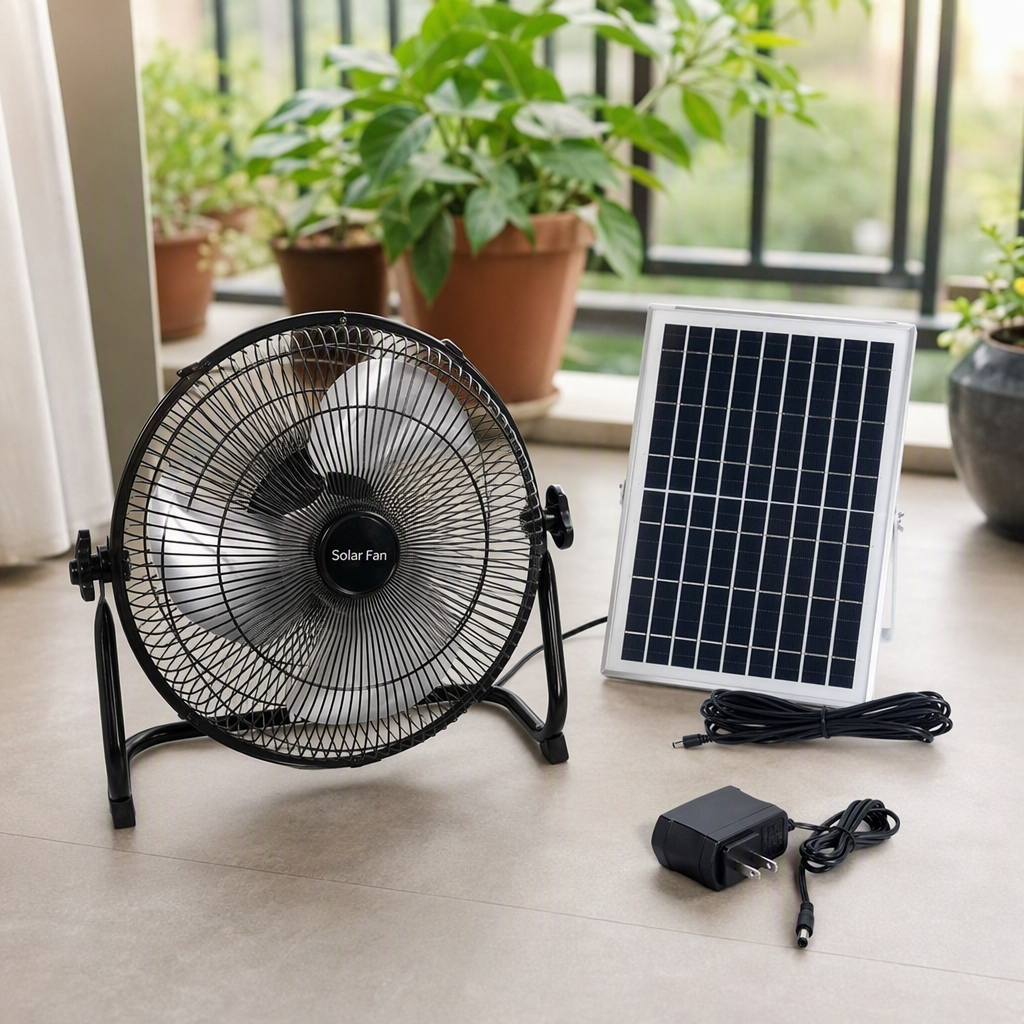 Stylish and quiet black floor-standing desktop fan with large air volume, energy-saving and quiet design for home and office use details Picture