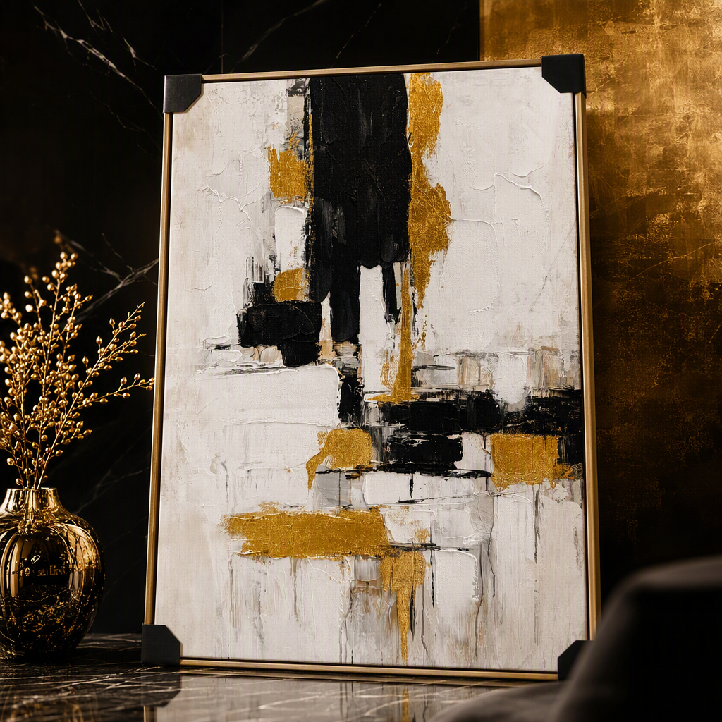 اللوحات الزيتية المجردة الحديثة بالأبيض والأسود تزيين غرف النوم بالرسومات الجدارية البسيطة Specification image