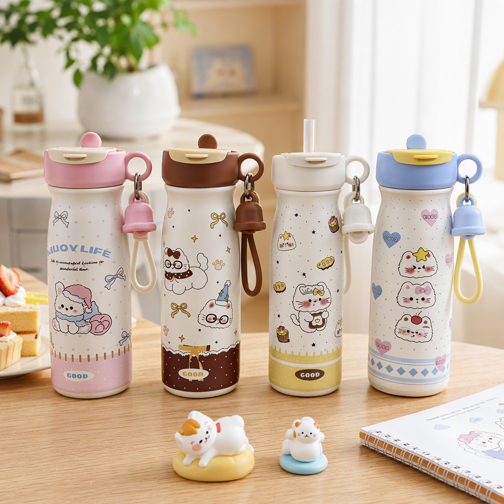 【CL】26Q3#2032 Kitten Double-drinking thermos Cup details Picture