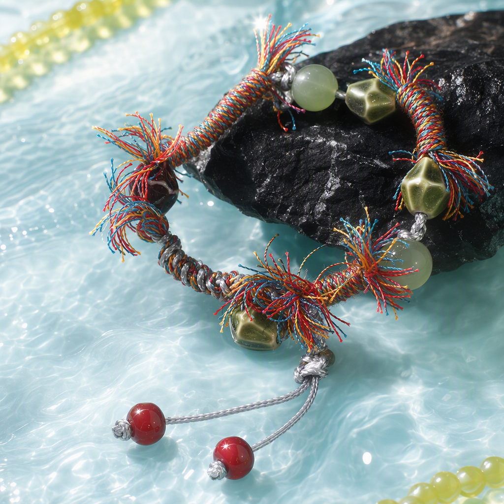 Tibetan-style hand-woven Jingdezhen ceramic bracelet, jade bracelet, fashionable, simple and versatile, trendy student style, traditional Chinese style and retro style jewelry customization