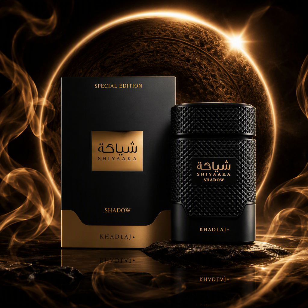 Black matte perfume bottle with golden label, Middle Eastern fragrance strong aroma packaging box. Black and gold color combination perfume, long-lasting fragrance Specification image